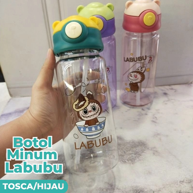 Botol Minum LABUBU MINI 550ml (JB214) - HIJAU (Botol Minum Anak Lucu + Sedotan)