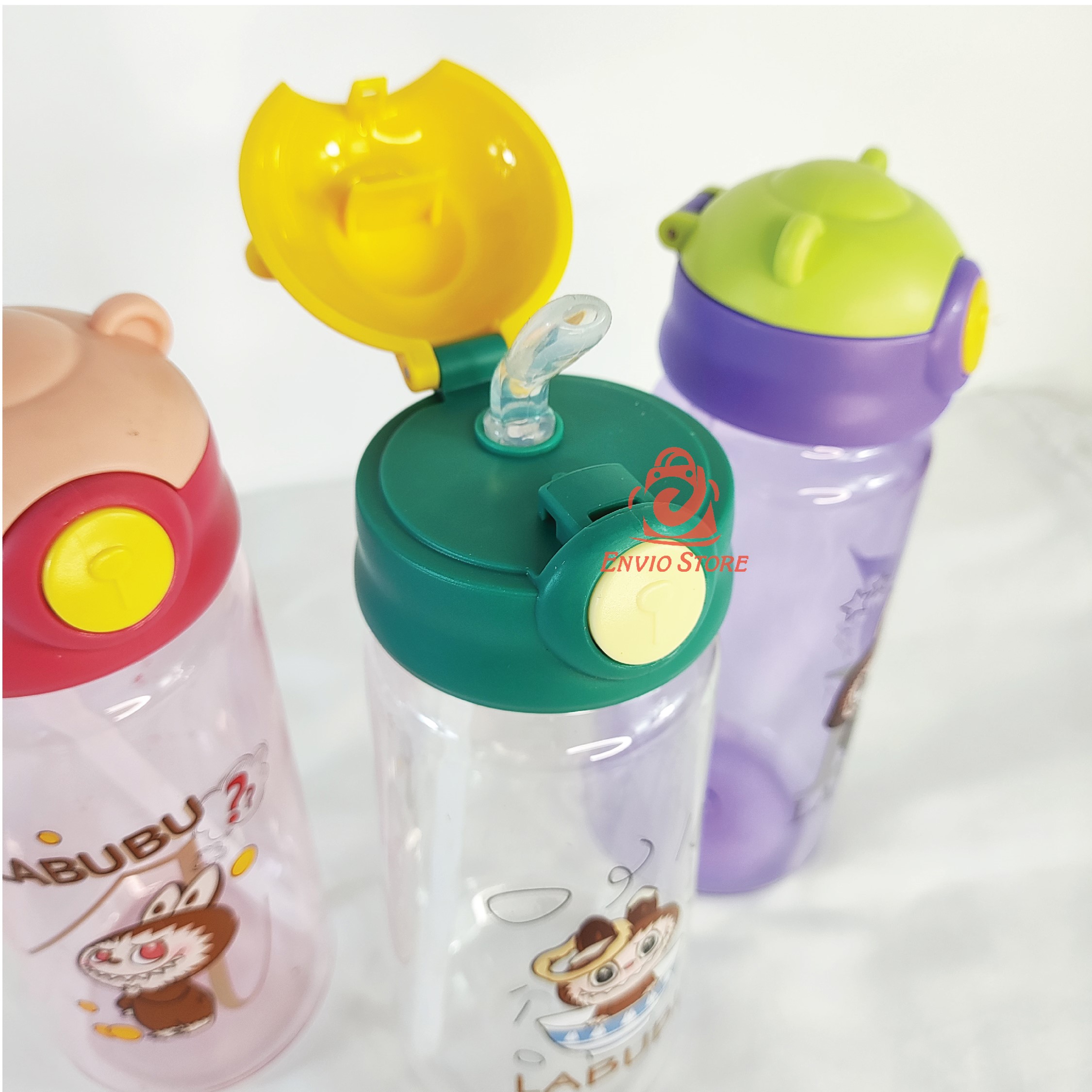 Botol Minum LABUBU MINI 550ml (JB214) - HIJAU (Botol Minum Anak Lucu + Sedotan)