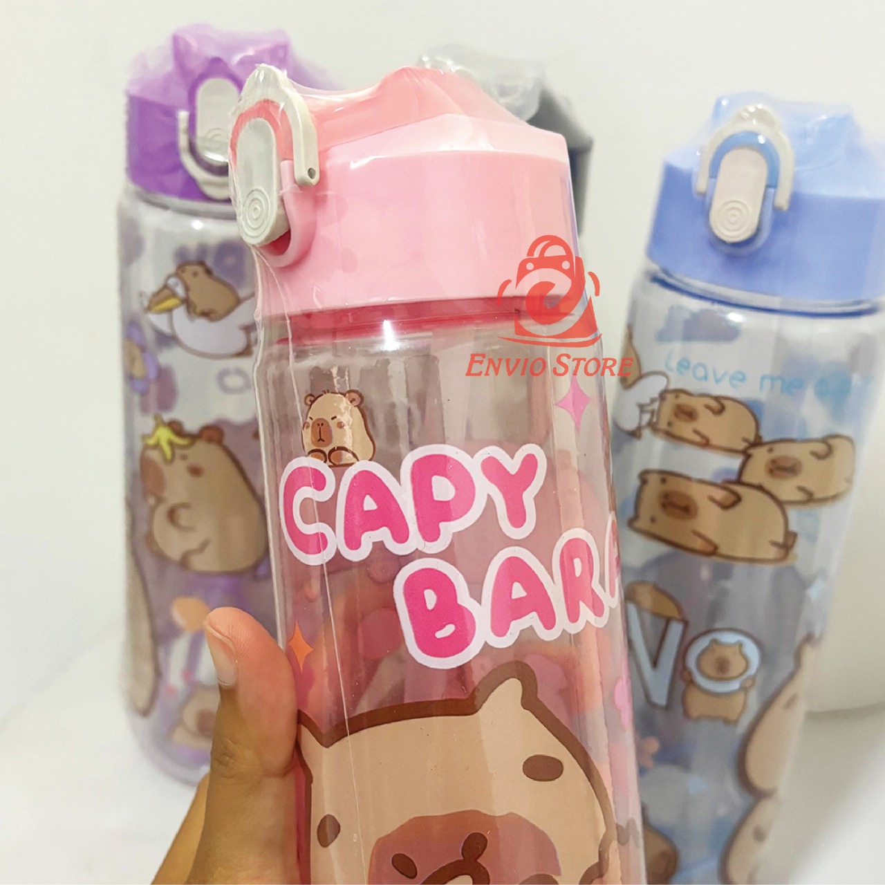 Botol Minum Capybara 900ml (1048) - HITAM (Free Sedotan + Strap)