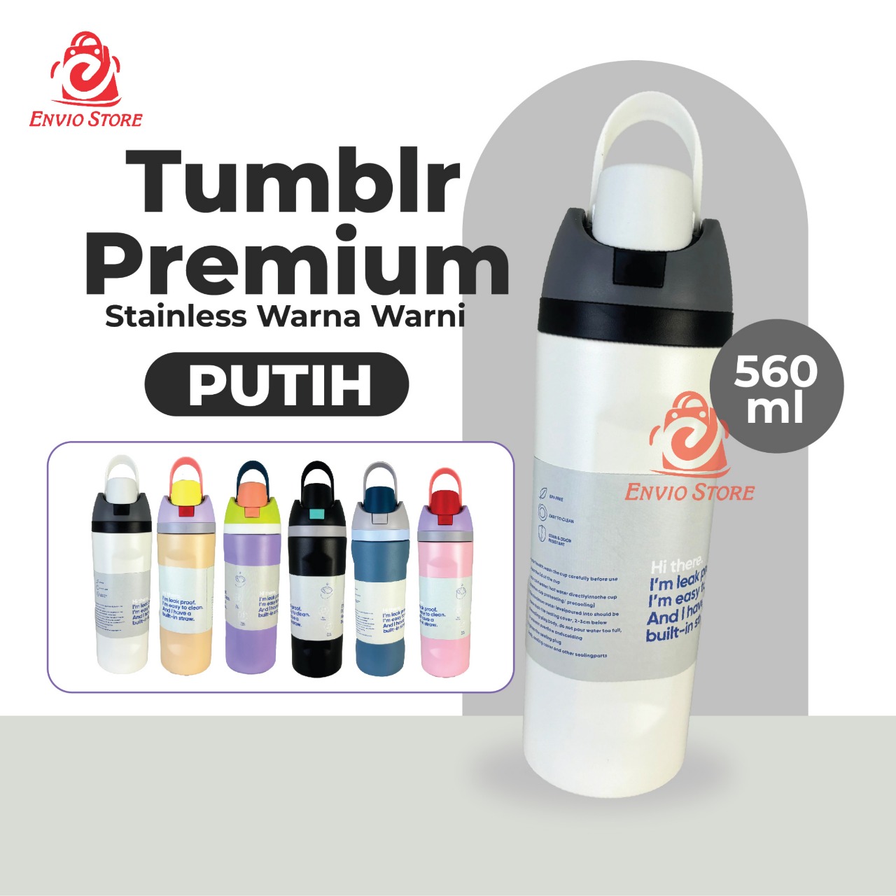 Tumblr Premium Stainless Warna Warni 560ml (2376) - PUTIH (Botol Tahan Panas Dingin) Tumblr Premium Stainless Warna Warni 560ml (2376) - PUTIH (Botol Tahan Panas Dingin)