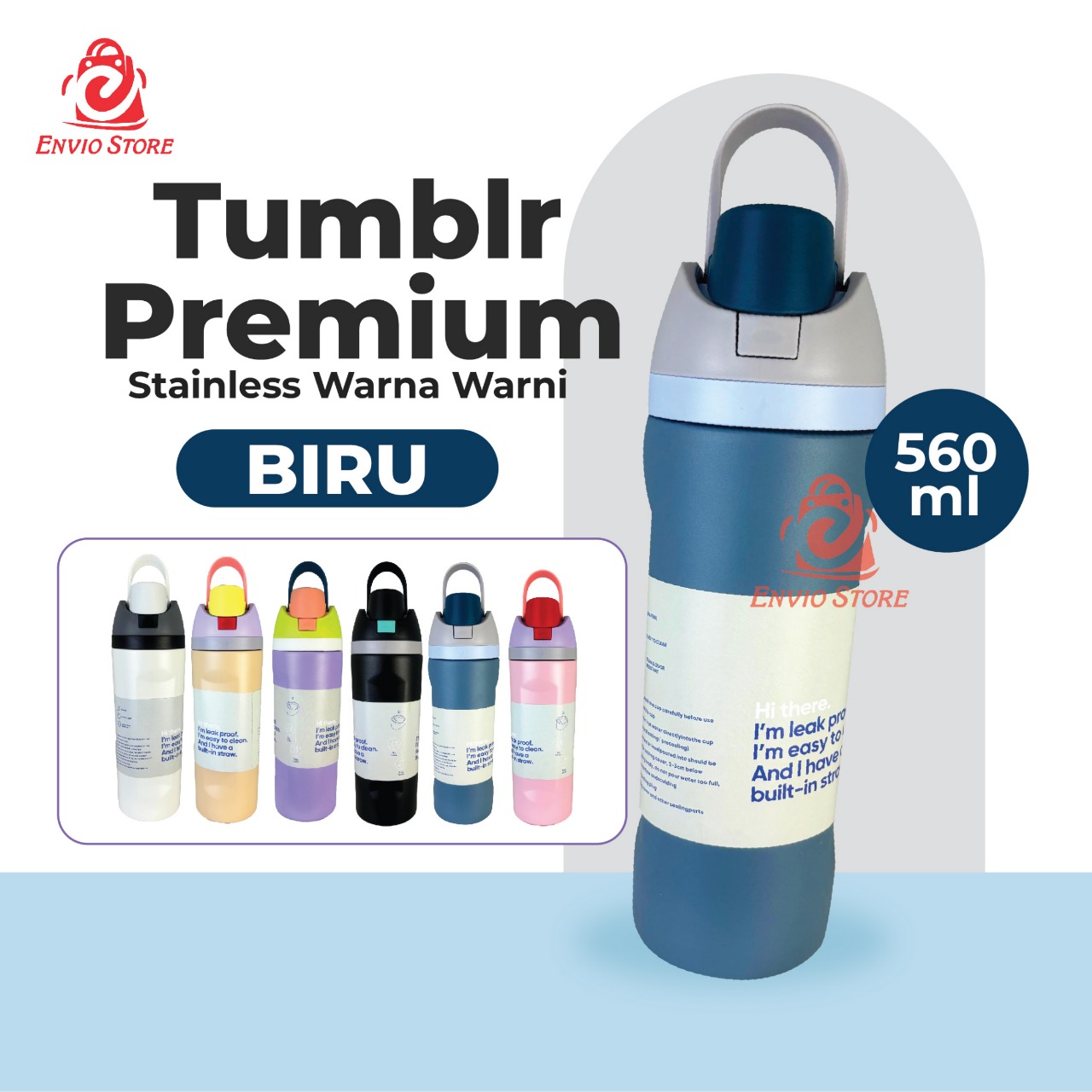 Tumblr Premium Stainless Warna Warni 560ml (2376) - BIRU (Botol Tahan Panas Dingin) Tumblr Premium Stainless Warna Warni 560ml (2376) - BIRU (Botol Tahan Panas Dingin)