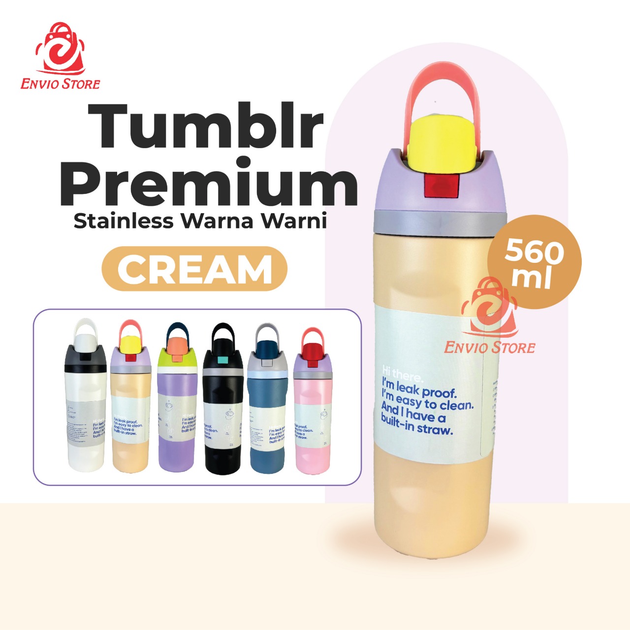 Tumblr Premium Stainless Warna Warni 560ml (2376) - CREAM (Botol Tahan Panas Dingin) Tumblr Premium Stainless Warna Warni 560ml (2376) - CREAM (Botol Tahan Panas Dingin)