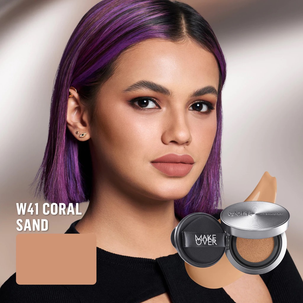 Make Over Hydrastay Prismatic Glass Cushion 24H Strongwear 12gr - W41 Coral Sand