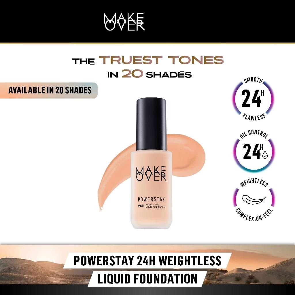 Make Over Powerstay Weightless Liquid Foundation 24H Oil Control 40ml - W32 Warm Beige Make Over Powerstay Weightless Liquid Foundation 24H Oil Control 40ml - W32 Warm Beige