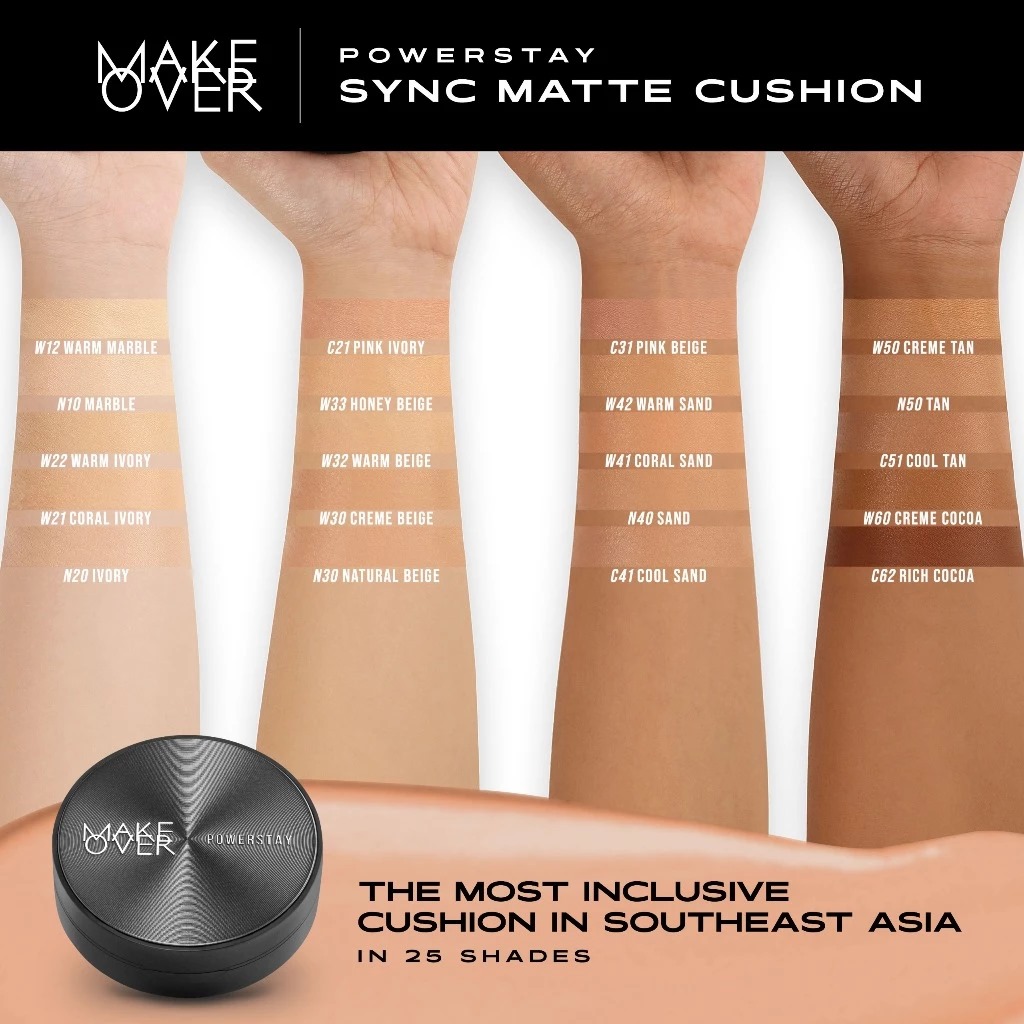 Make Over Powerstay Sync Matte Cushion 24H Strongwear 12gr - W22 Warm Ivory Make Over Powerstay Sync Matte Cushion 24H Strongwear 12gr - W22 Warm Ivory