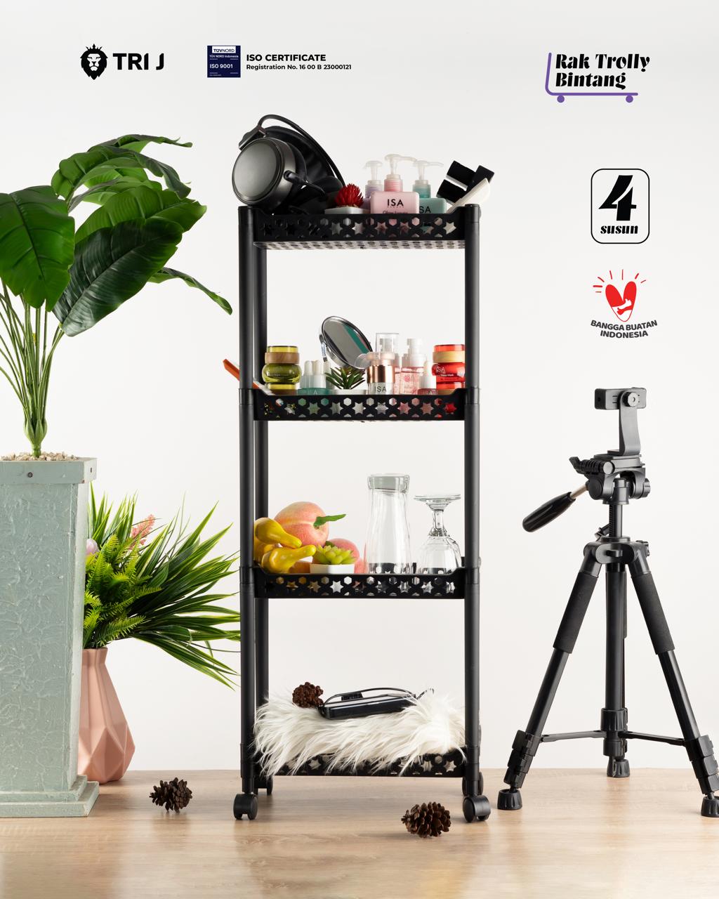 TRI J - Rak Troli Bintang 3D 4 Susun (Rak Susun Serbaguna)
