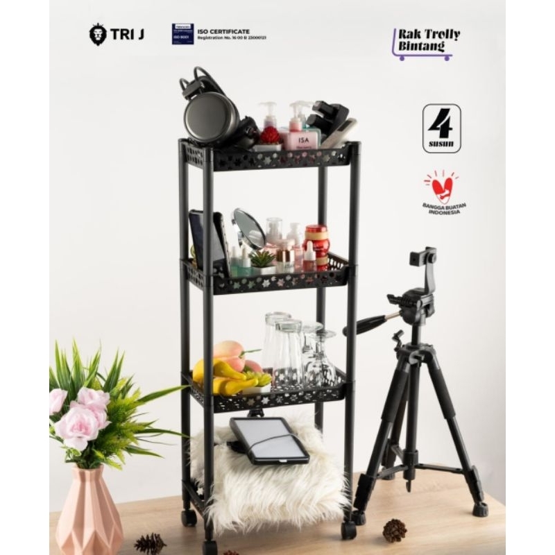 TRI J - Rak Troli Bintang 3D 4 Susun (Rak Susun Serbaguna)