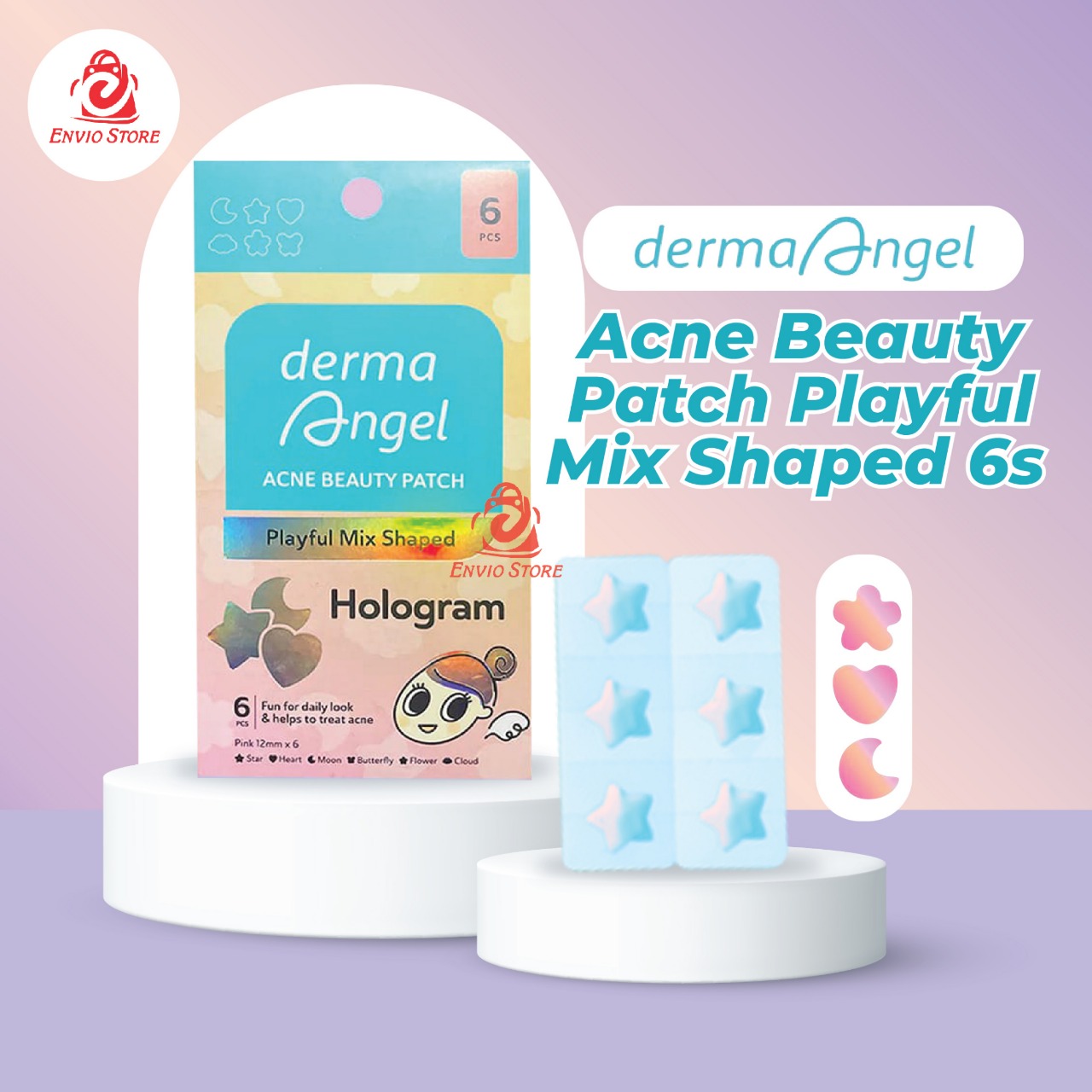 Derma Angel Acne Beauty Patch Plyaful Mix Shaped 6s - Hologram MIX Derma Angel Acne Beauty Patch Plyaful Mix Shaped 6s - Hologram MIX