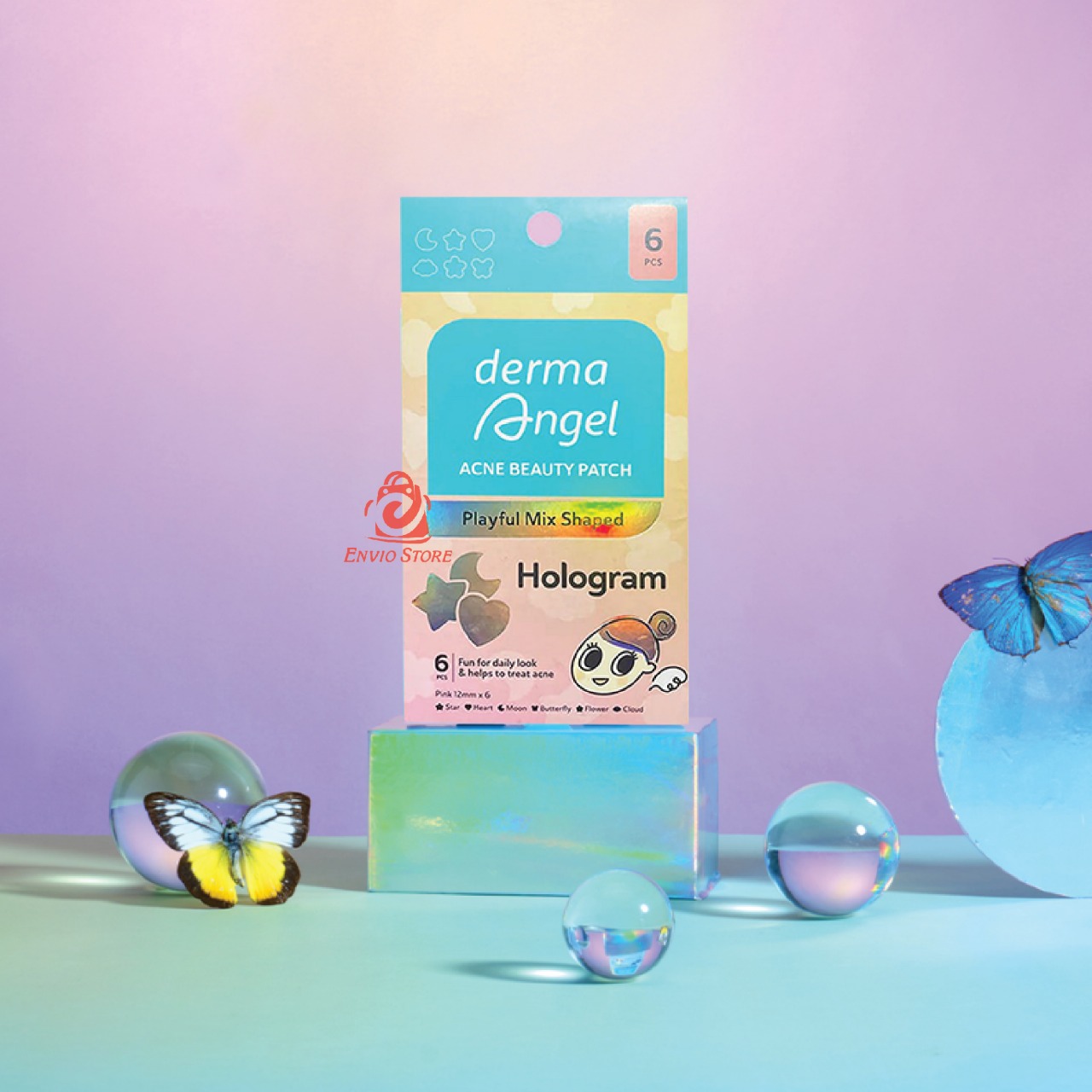 Derma Angel Acne Beauty Patch Plyaful Mix Shaped 6s - Hologram MIX