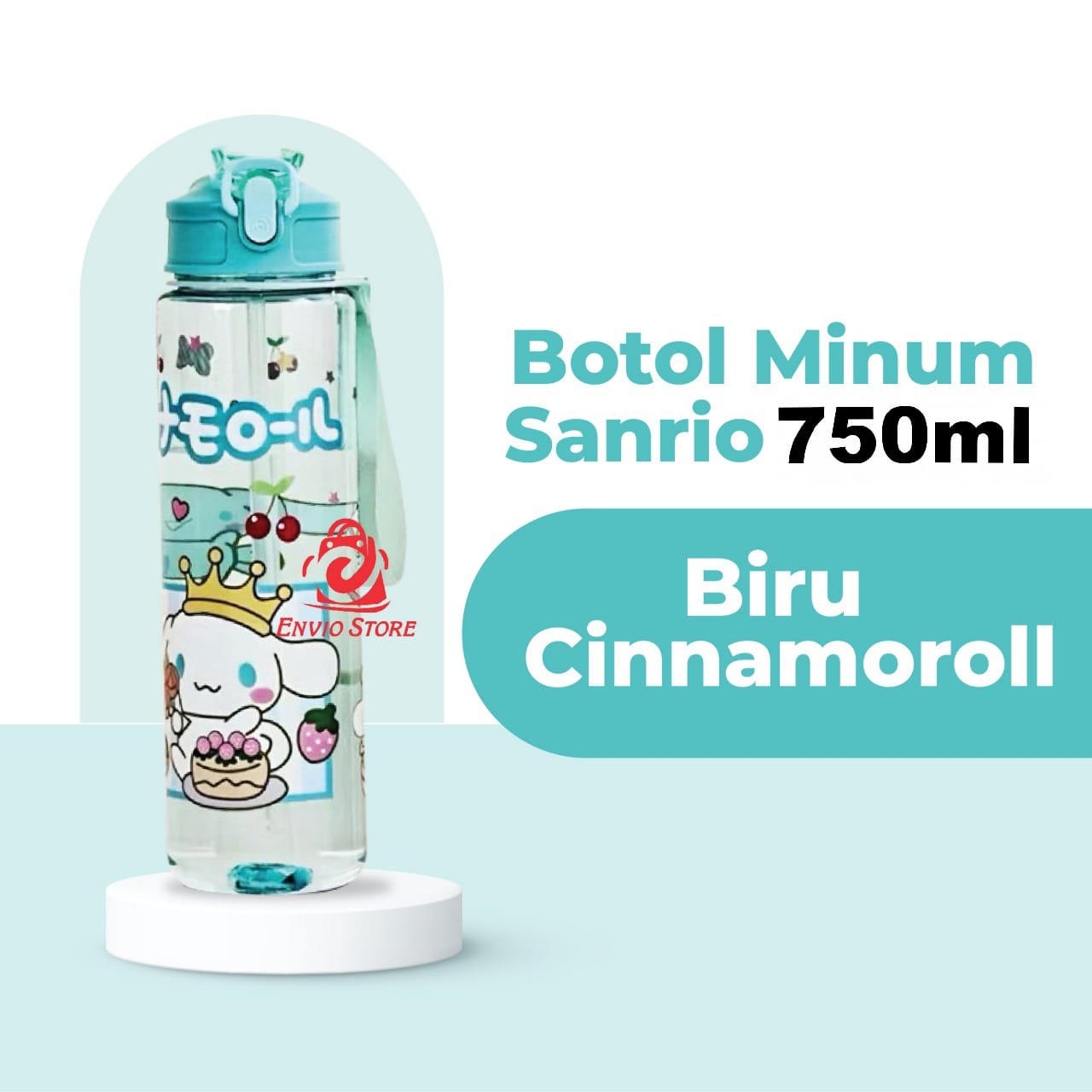 Botol Minum SANRIO 750ml - CINNAMOROLL (Botol Air Minum Anak Lucu) (Free Sedotan)