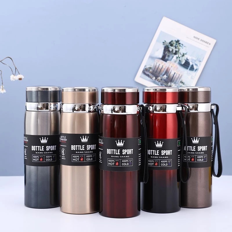 Termos Flask Metal 1000ml - SILVER (Botol Air Minum Tahan Panas Dingin) (314-18)