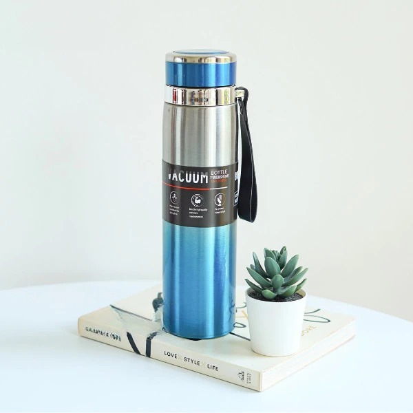 Termos Flask Metal 1000ml - BIRU MUDA (Botol Air Minum Tahan Panas Dingin) (314-18)