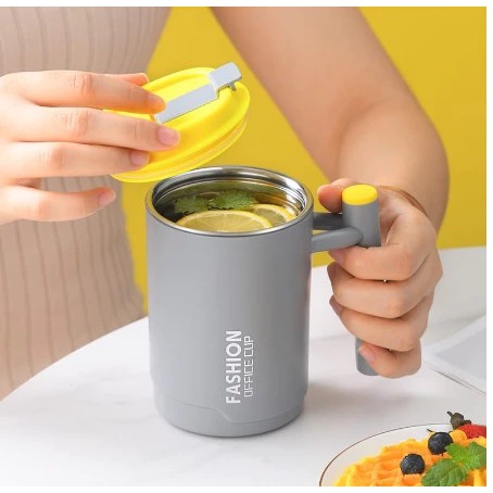 Office Cup Fashion 500ml - CREAM (Mug Tahan Panas Dingin Free Sedotan) (055)