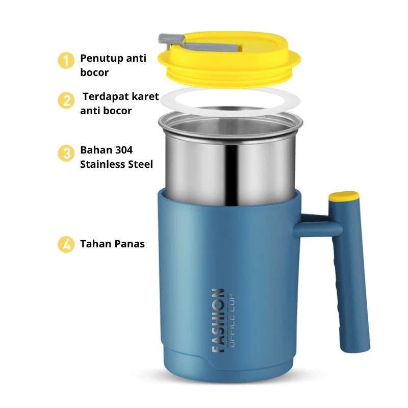 Office Cup Fashion 500ml - CREAM (Mug Tahan Panas Dingin Free Sedotan) (055)