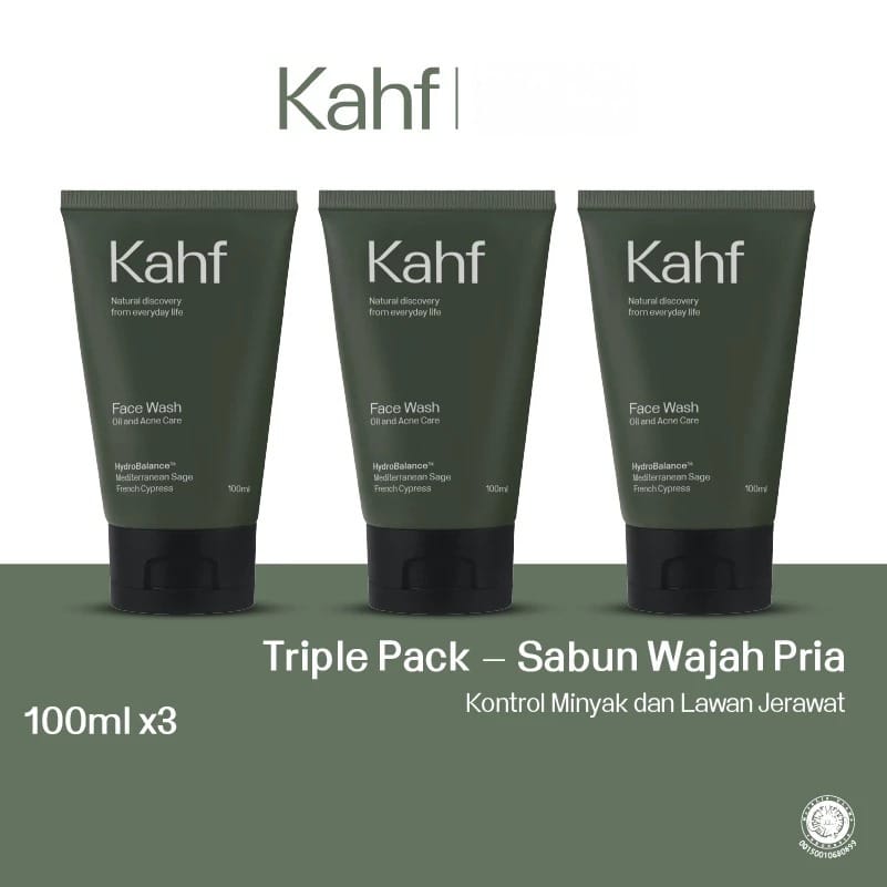 (PAKET ISI 3) Kahf Face Wash 100ml - Oil and Acne Care