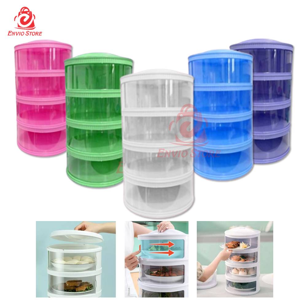TRI J - Food Storage 4 Susun - PINK (Tudung Saji Susun 4 Layer)