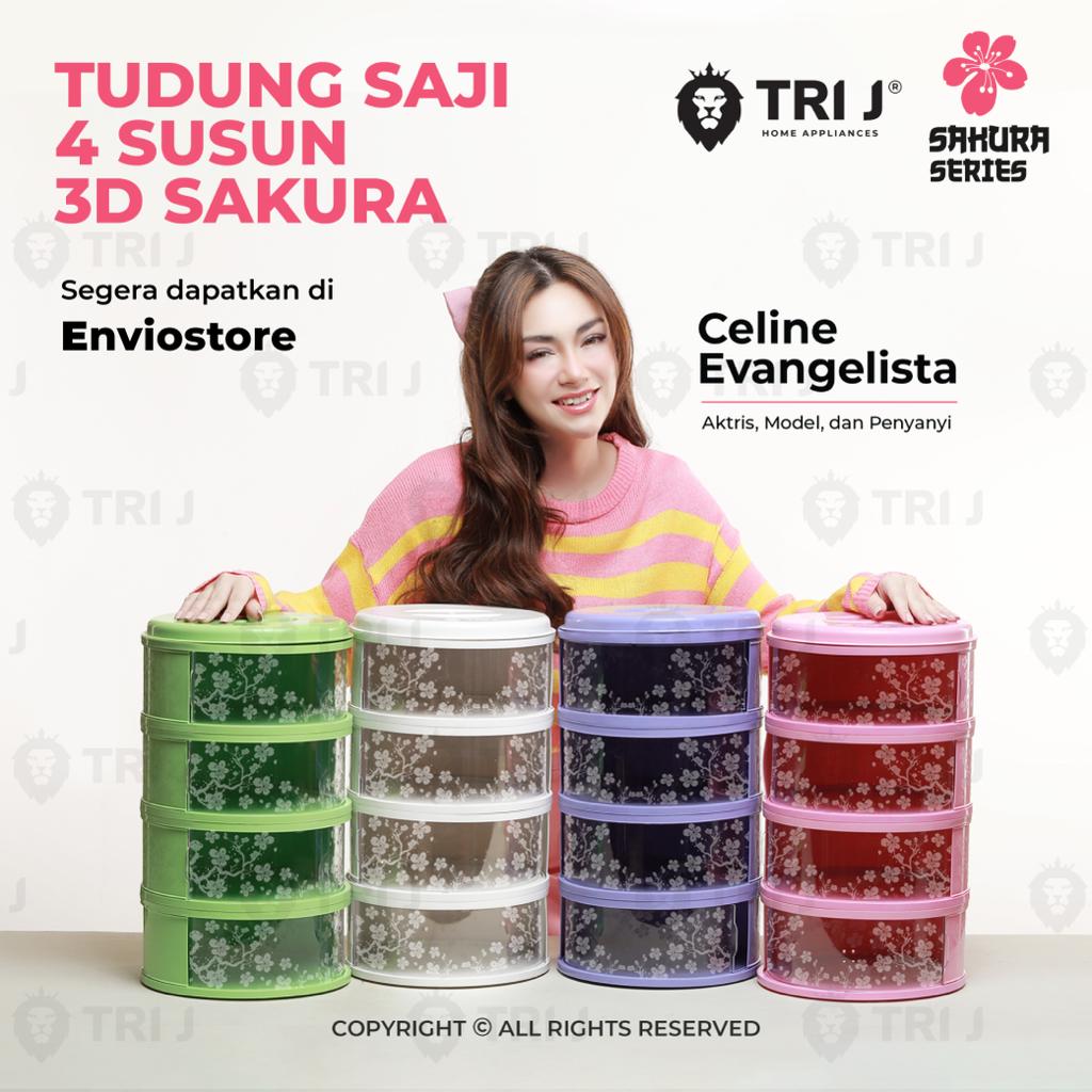 TRI J - Food Storage 4 Susun - BIRU (Tudung Saji Susun 4 Layer)
