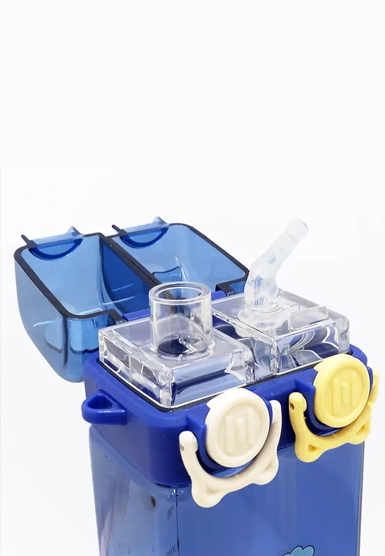 Botol Minum Karakter Tutup 2in1 580ml - ABU / PUTIH (Free Tali)