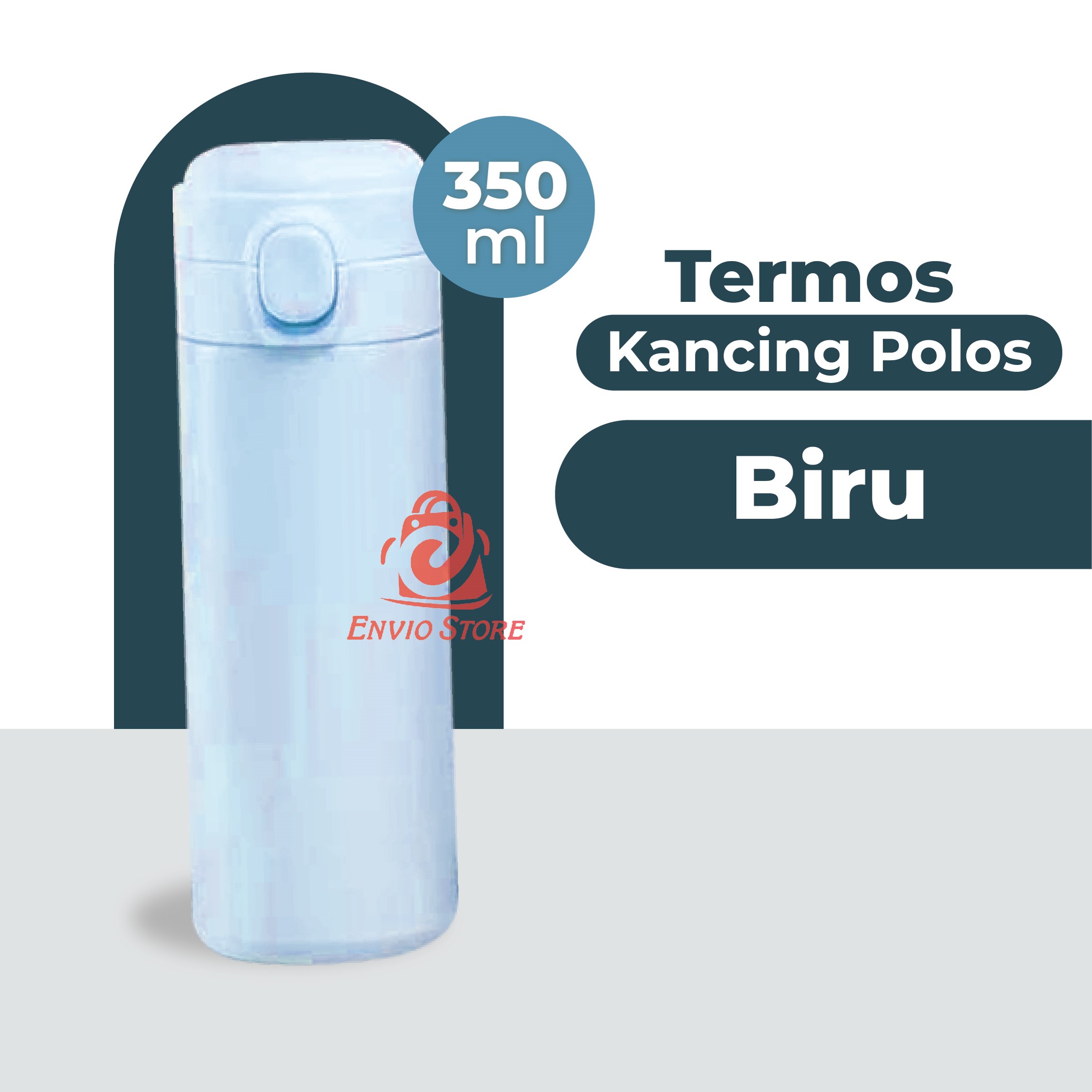Termos MINI Kancing Warna Pastel 350ml - BIRU (Botol Minum Stainless Steel) (HN4014)