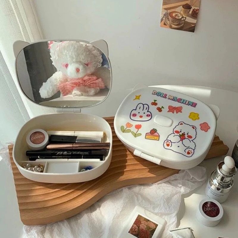 Cosmetic Mirror Cat - PINK (Rak Cermin Organizer Lipat) (AK2-08)