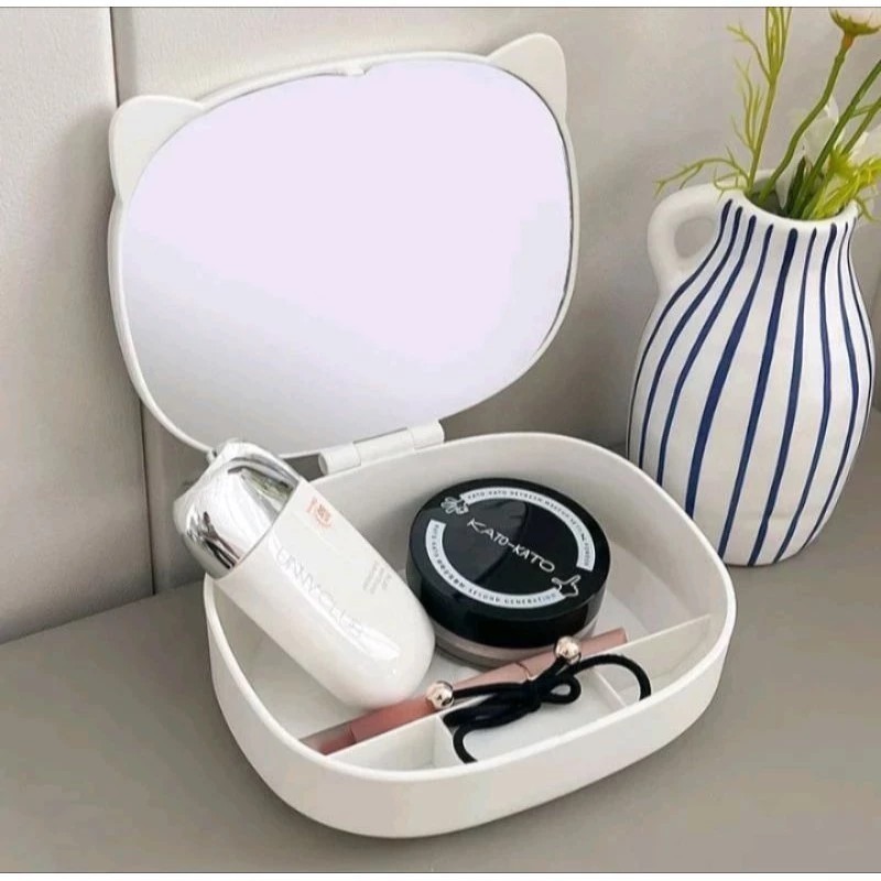 Cosmetic Mirror Cat - PINK (Rak Cermin Organizer Lipat) (AK2-08)