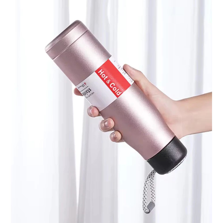 Termos Sport Vacuum Stainless Steel 550ml - HITAM (Botol Minum Tahan Panas & Dingin Free Strap) (SD1323)
