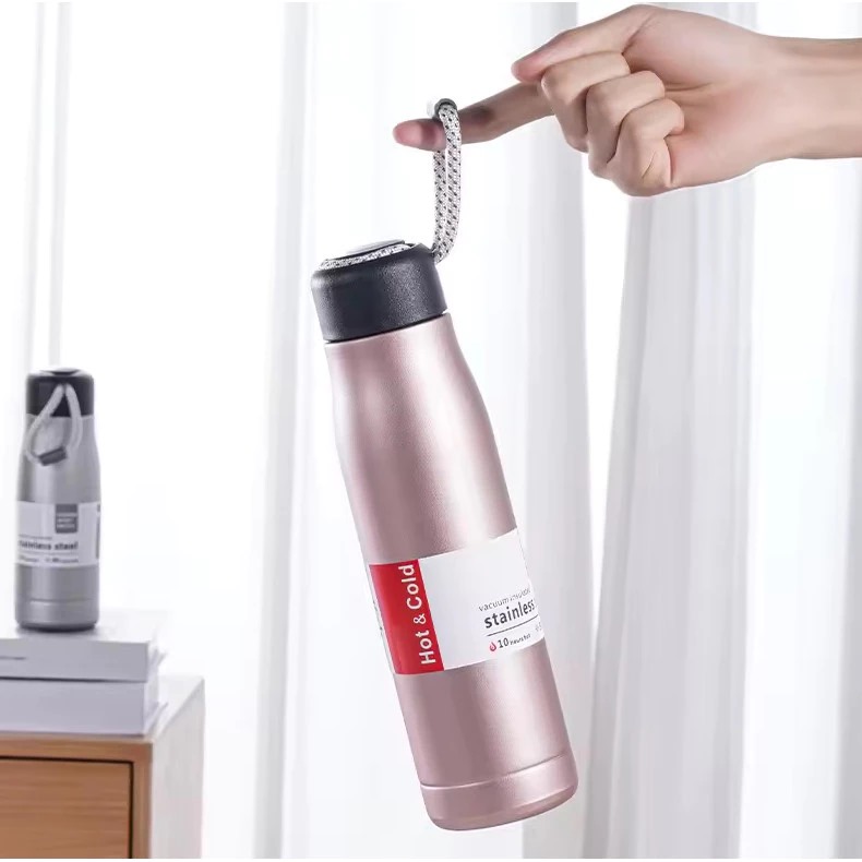 Termos Sport Vacuum Stainless Steel 550ml - SILVER (Botol Minum Tahan Panas & Dingin Free Strap) (SD1323)