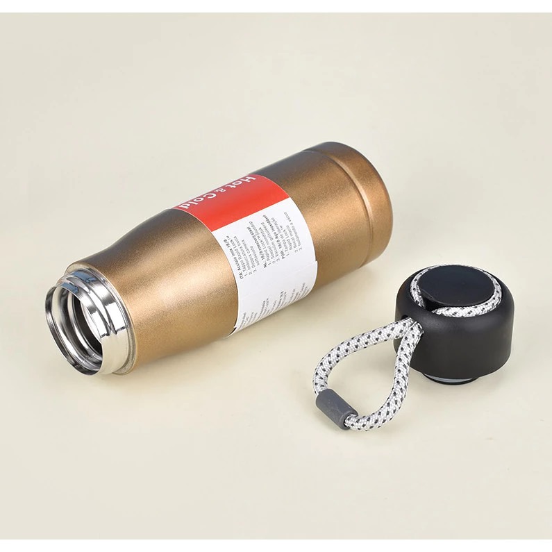 Termos Sport Vacuum Stainless Steel 550ml - GOLD (Botol Minum Tahan Panas & Dingin Free Strap) (SD1323)