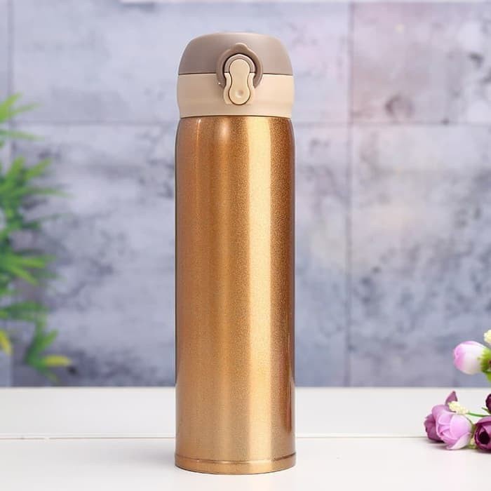 Termos KANCING POLOS 500ml - GOLD (Botol Minum Tahan Panas & Dingin)