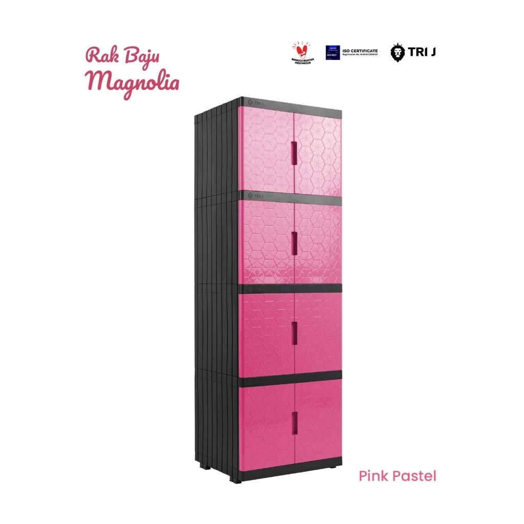 TRI J - Lemari Baju Plastik Magnolia 4 Susun - PINK (Rak Baju 8 Pintu) TRI J - Lemari Baju Plastik Magnolia 4 Susun - PINK (Rak Baju 8 Pintu)
