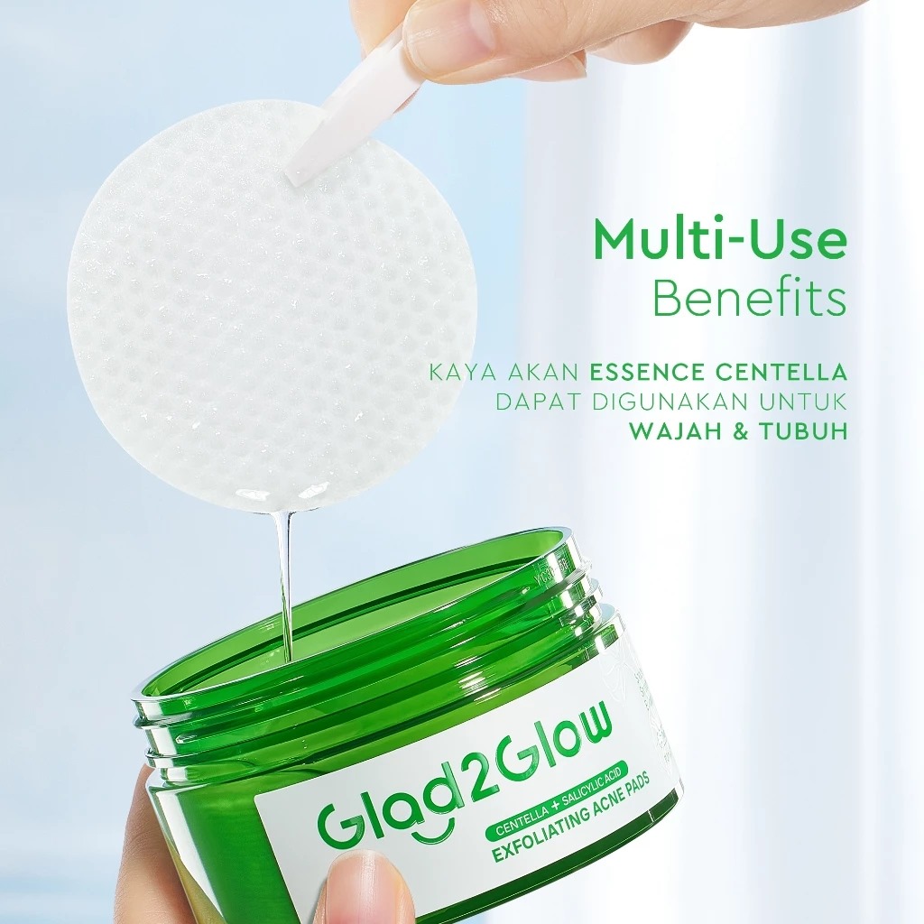 Glad 2 Glow Acne Pads - Centella Salicylic Acid Exfoliating 110gr (30pads)