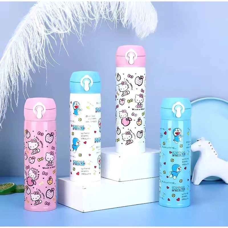 Termos Kancing Karakter 500ml - HELLO KITTY (Botol Minum Tahan Panas & Dingin)