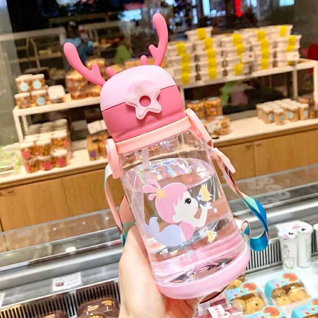 Botol Minum Tanduk Rusa + Tali 600ml - PINK