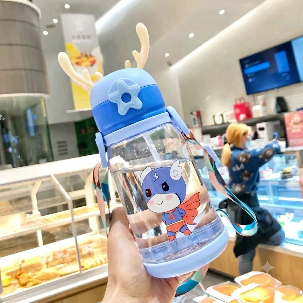 Botol Minum Tanduk Rusa + Tali 600ml - BIRU