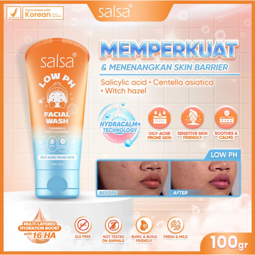 Salsa Low Ph Facial Wash Calming & Deep Cleansing 100gr - Oily Acne Prone Skin