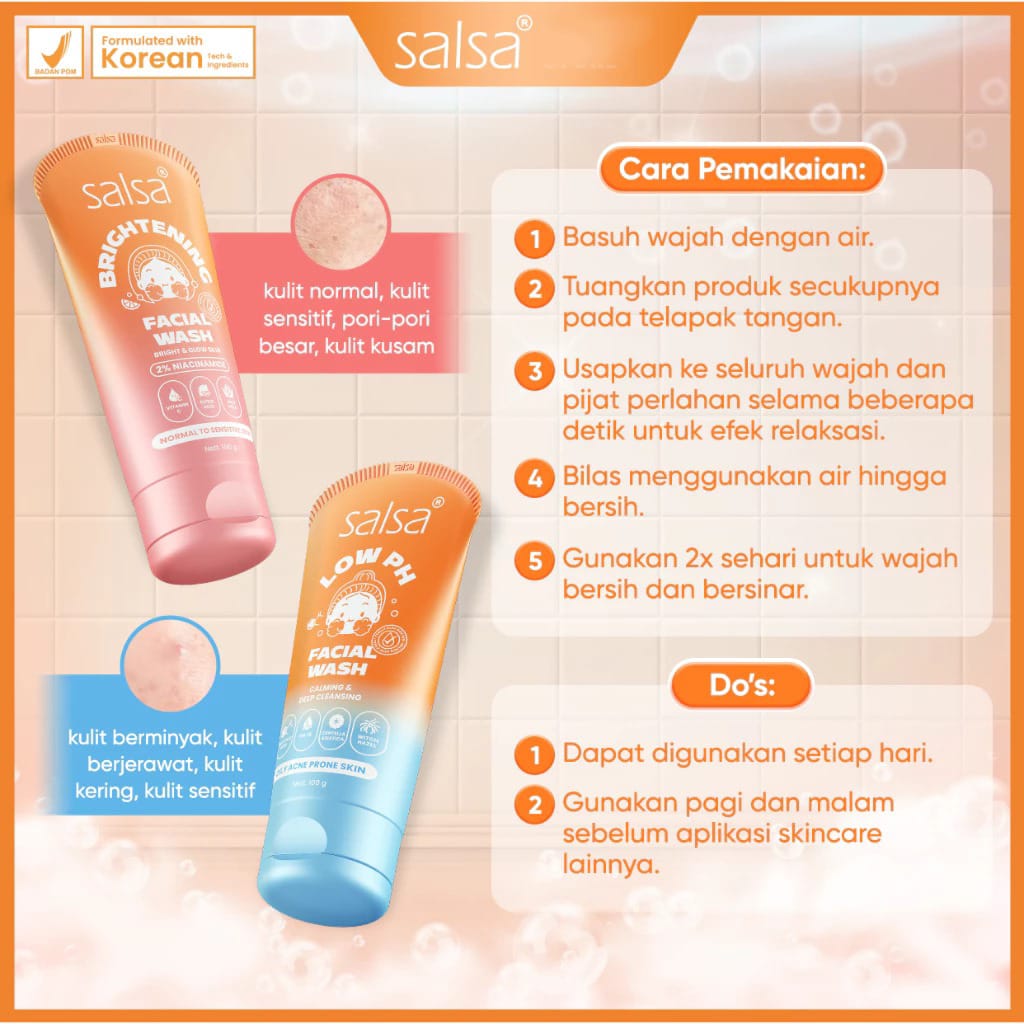 Salsa Low Ph Facial Wash Calming & Deep Cleansing 100gr - Oily Acne Prone Skin