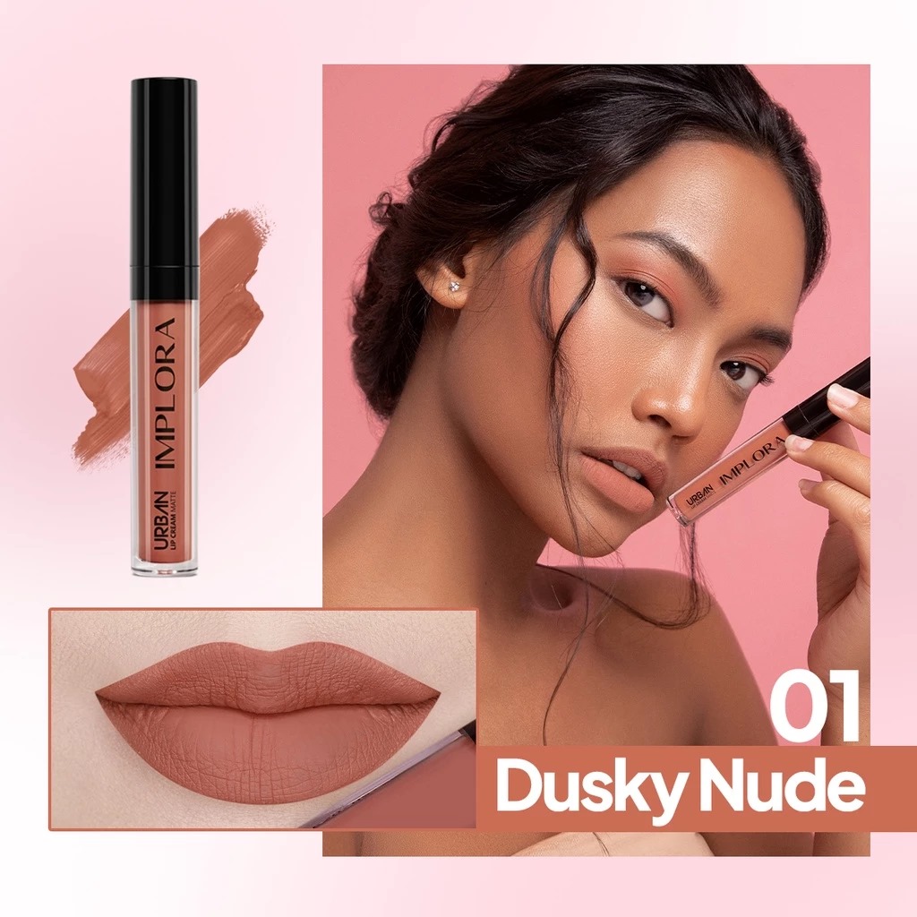 (PAKET ISI 12) Implora Urban Lipcream Matte - 01 Dusky Nude