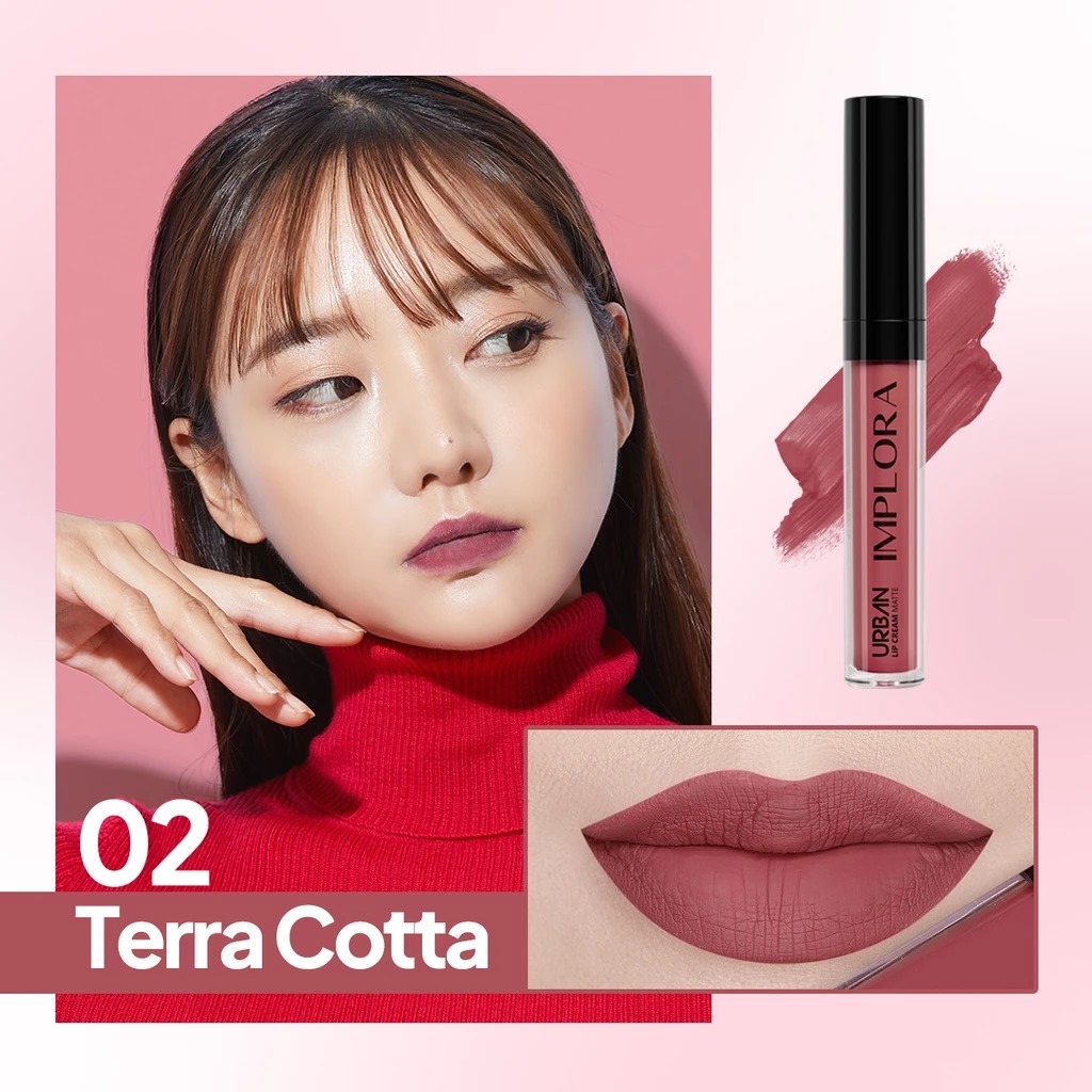 (PAKET ISI 12) Implora Urban Lipcream Matte - 02 Terra Cotta