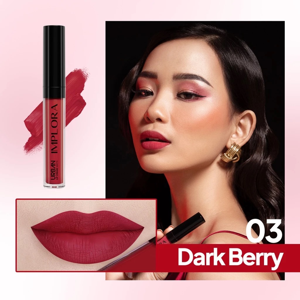 (PAKET ISI 12) Implora Urban Lipcream Matte - 03 Dark Berry