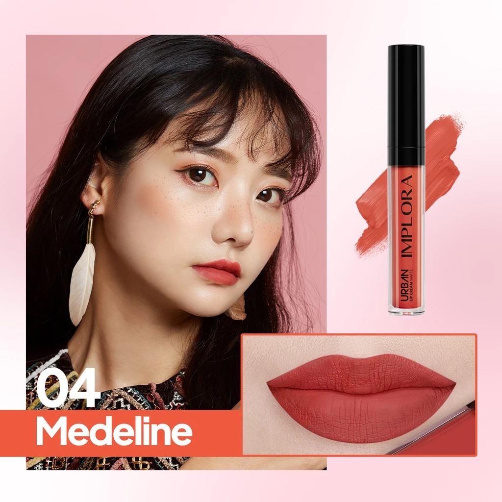 (PAKET ISI 12) Implora Urban Lipcream Matte - 04 Medeline