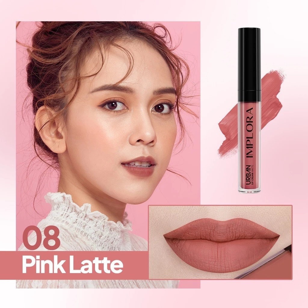 (PAKET ISI 12) Implora Urban Lipcream Matte - 08 Pink Latte