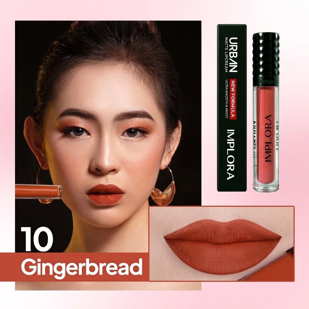 (PAKET ISI 12) Implora Urban Lipcream Matte 3.3gr - 10 Gingerbread (NEW)