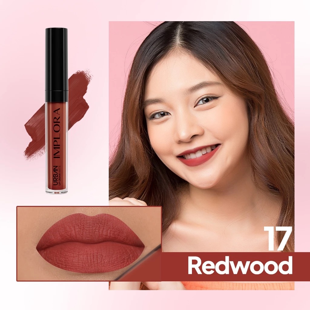 (PAKET ISI 12) Implora Urban Lipcream Matte - 17 Redwood (PAKET ISI 12) Implora Urban Lipcream Matte - 17 Redwood