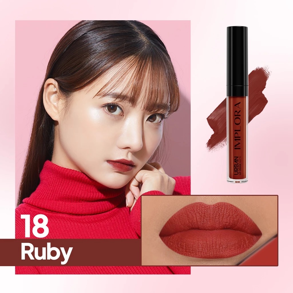 (PAKET ISI 12) Implora Urban Lipcream Matte - 18 Ruby (PAKET ISI 12) Implora Urban Lipcream Matte - 18 Ruby