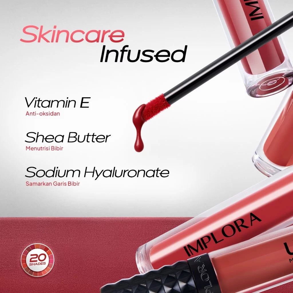 (PAKET ISI 12) Implora Urban Lipcream Matte 3.3gr - 19 Carolina (NEW)