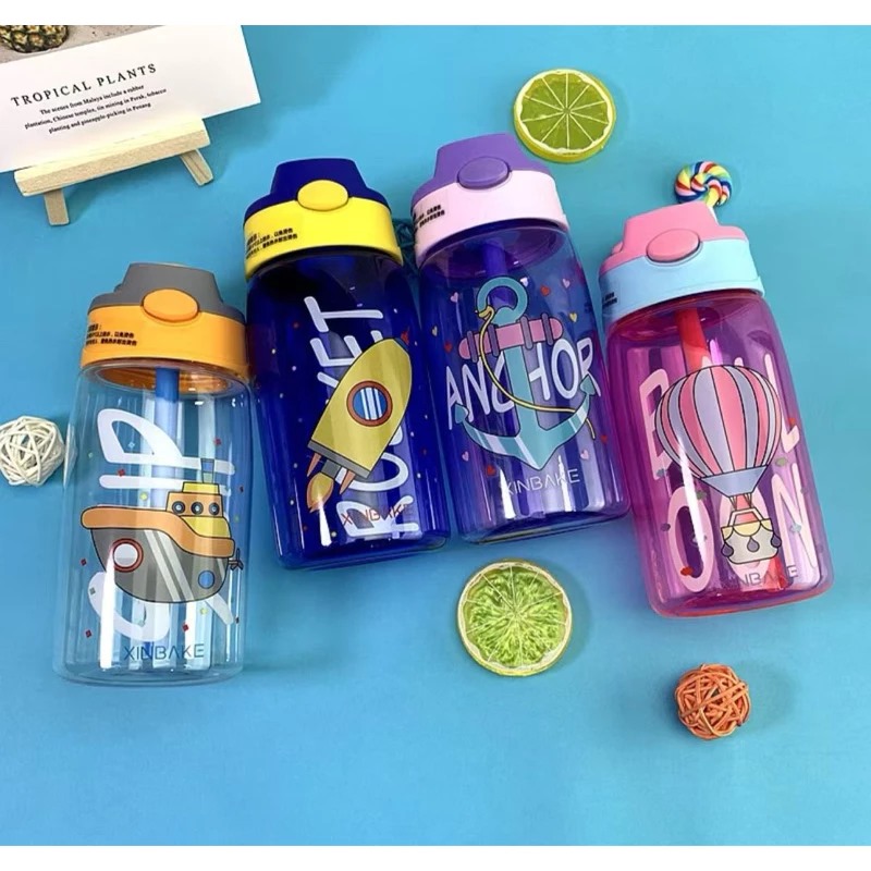 Botol Minum Warna Motif Transportasi 480ml - PINK (BZ 276)