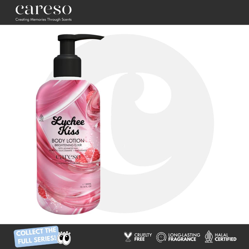 Careso Body Lotion Brightening Elixir 300ml (Pump) - Lychee Kiss