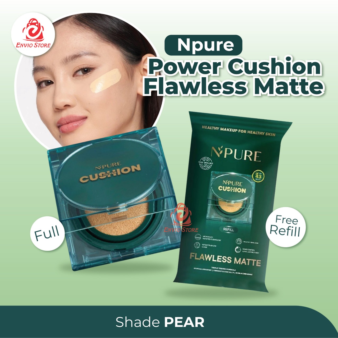 (Buy1 Get1) Npure Power Cushion Flawless Matte FULL + REFILL - Pear