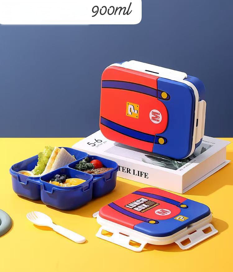 Lunch Box MARIO 3 Sekat 900ml (Free Sendok) - Kotak Makan Bekal (0369)