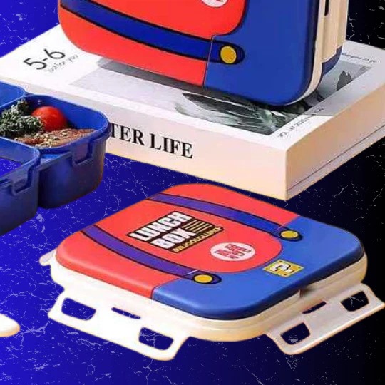 Lunch Box MARIO 3 Sekat 900ml (Free Sendok) - Kotak Makan Bekal (0369)